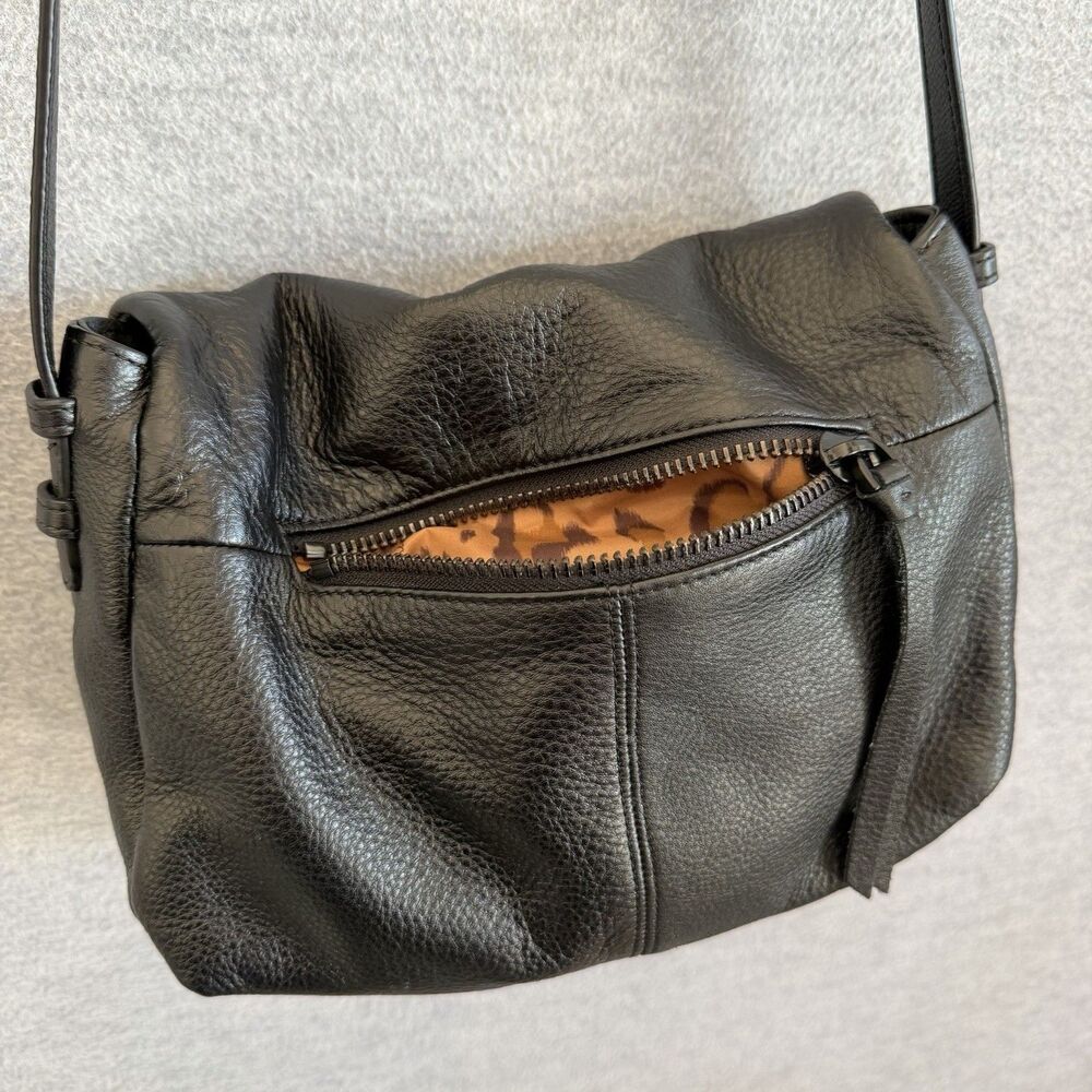 Aimee Kestenberg Black Supple Slouchy Leather Crossbody Double Entry Travel Bag - Picture 10 of 12